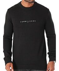 TOMMY HILFIGER TH JEANS Pulover din bumbac cu guler rotund - Pulovere pentru bărbați