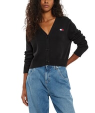 TOMMY HILFIGER TH JEANS Cardigan din bumbac negru - Pulovere pentru femei - 1
