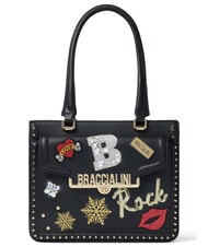 BRACCIALINI ROCK Geantă de umăr cu plasture negru - Genți femei - 1