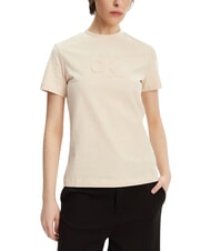CALVIN KLEIN APPLIQUE REGULAR Tricou cu m&acirc;necă scurtă bej - tricou - 1