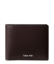 CALVIN KLEIN RAISED Portofel din piele maro &icirc;nchis - Portofele bărbați - 1