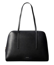 CALVIN KLEIN FOIL LOGO Geantă de umăr XL nucă de cocos neagră/prăjită - Genți femei - 1
