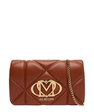 LOVE MOSCHINO EMBOSSED Geantă de umăr mini, cu lanț castan - Genți femei - 1