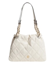 TOMMY HILFIGER TH FEMININE Geantă de umăr matlasată cremă moale - Genți femei - 1
