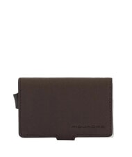 PIQUADRO BLACK SQUARE Suport card din piele MORO - Portofele bărbați - 1