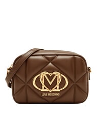 LOVE MOSCHINO EMBOSSED QUILTED Geantă de umăr mini matlasată maro - Genți femei - 1