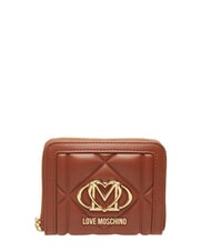 LOVE MOSCHINO EMBOSSED QUILTED Portofel mediu, cu fermoar maro - Portofele femei - 1