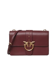 PINKO LOVE ONE CLASSIC Geantă de umăr din piele cu clapă coacăze intense - aur antic - Genți femei - 1
