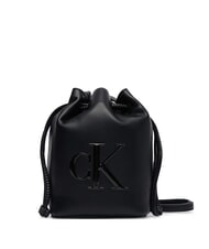 CALVIN KLEIN BOLD CK Geantă de umăr mini cu găleată pe negru - Genți femei - 1