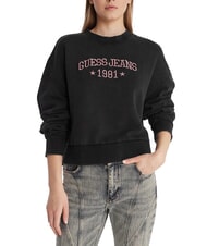 GUESS JEANS DROP BAKER CROP Hanorac de bumbac jet black multi - Hanorace pentru femei - 1