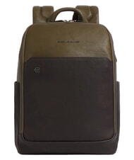PIQUADRO BLACK SQUARE  Rucsac din piele pentru laptop de 14" verde/maro &icirc;nchis - Rucsacuri pentru laptop - 1