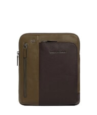 PIQUADRO BLACK SQUARE  Geanta plat din piele verde/maro &icirc;nchis - Genți de umăr bărbați - 1