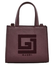 GAUD&Igrave; EMILY FLOCK Geantă mini de cumpărături cu logo și curea de umăr Burgundia - Genți femei - 1