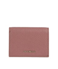 COCCINELLE METALLIC SOFT Portofel compact din piele trandafir de iarnă - Portofele femei - 1