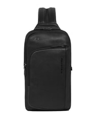 PIQUADRO CRONUS Rucsac din piele cu un singur umăr negru - Rucsacuri pentru laptop - 1