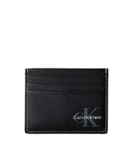 CALVIN KLEIN BOLD PEBBLE Suport card din piele pe negru - Portofele bărbați - 1