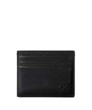 CALVIN KLEIN BOLD CK SUEDE Portcard plat din piele pe negru - Portofele bărbați - 1