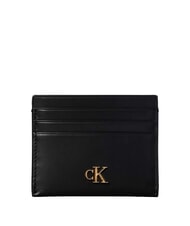 CALVIN KLEIN CK Portcard plat din piele pe negru - Portofele femei - 1