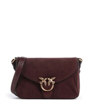 PINKO LOVE SATCHEL Geantă de umăr mini, din piele Burgundia-aur antic - Genți femei - 1