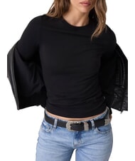 GUESS JEANS SLIM LOGO EMBOSSED Tricou cu m&acirc;necă lungă jetbla - hanorace - 1
