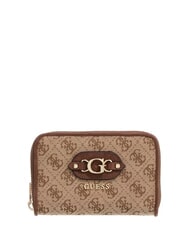 GUESS SAMANTHA Portofel mediu cu fermoar logo latte / maro - Portofele femei - 1