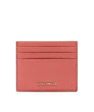 COCCINELLE METALLIC SOFT  Suport plat pentru card din piele argilă roz - Portofele femei - 1