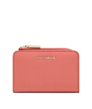 COCCINELLE METALLIC SOFT Suport card din piele argilă roz - Portofele femei - 1