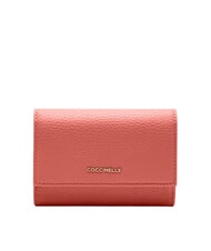 COCCINELLE METALLIC SOFT Portofel dublu din piele ciocanita - Portofele femei