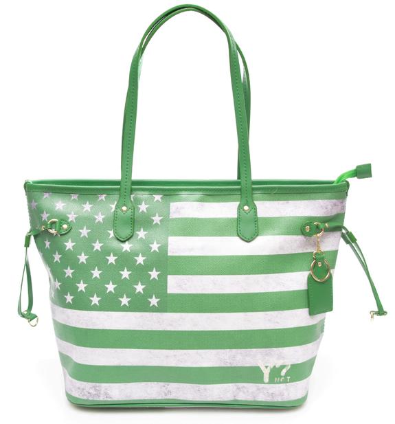 YNOT Flag Color USA Geanta shopper de umăr VERDE - Genți femei