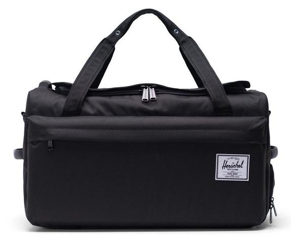 HERSCHEL sac de duffel OUTFITTER, cu curele de umăr retractabile BLACK - Genți de voiaj