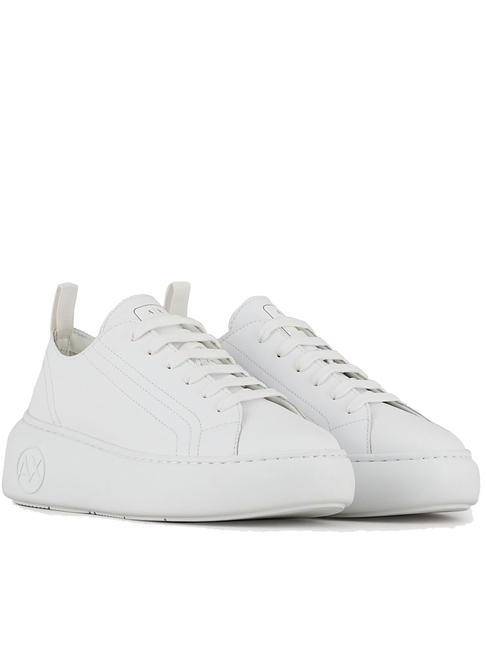ARMANI EXCHANGE SUPER ACTION Adidași din piele cu platformă OP WHITE - Pantofi femei