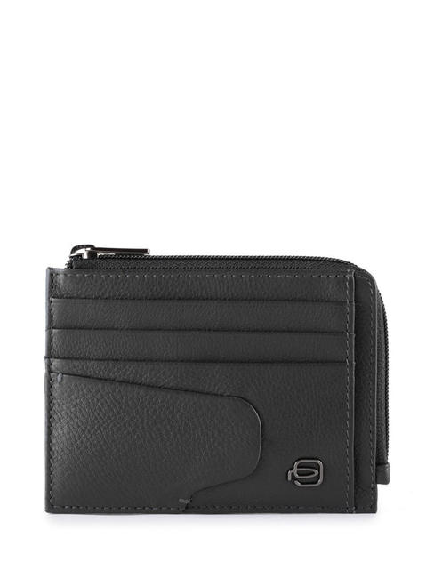 PIQUADRO AKRON Portofel din piele cu fermoar negru - Portofele bărbați