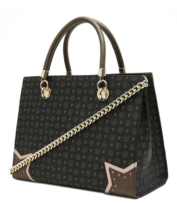 Patrimoniul occidental Geantă de m&acirc;nă, cu curea de umăr lac negru - Genți femei