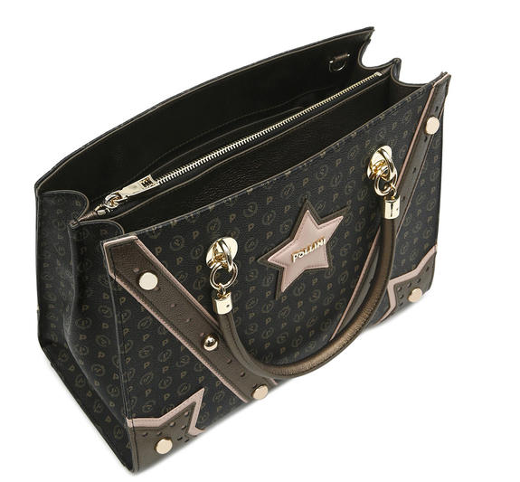 Patrimoniul occidental Geantă de m&acirc;nă, cu curea de umăr lac negru - Genți femei