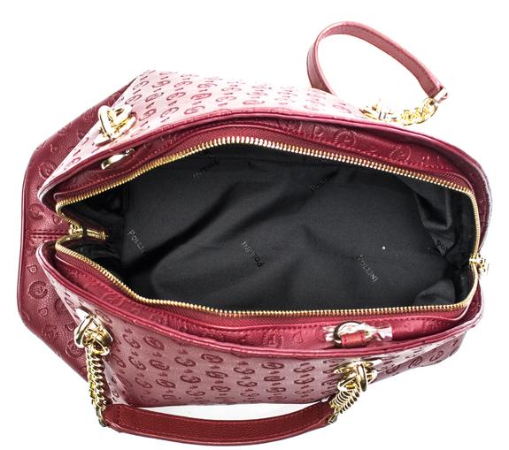 Patrimoniul  Embossed Geantă de m&acirc;nă, cu curea de umăr bordeaux - Genți femei