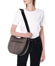 BORBONESE LUNA BAG MIDDLE ECO LINE LUNA Geantă de umăr din material textil jet op OP / NATURAL / NEGRU - Genți femei - 6