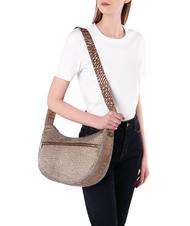 BORBONESE LUNA BAG MIDDLE ECO LINE LUNA Geantă de umăr din material textil jet op beiger mare - Genți femei - 5