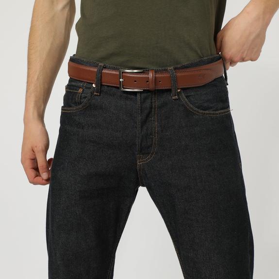 Cureaua CLASSIC, din piele cu ciocan COGNAC - Curele