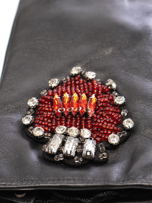 guanto con cuore strass  negru - Mănuși