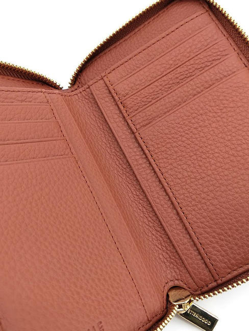 METALLIC SOFT Portofel din piele cu fermoar mediu cinam - Portofele femei