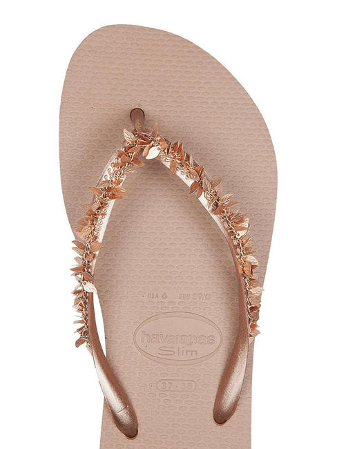 SLIM LEAVES Papuci flip-flop rose / aur - Pantofi femei