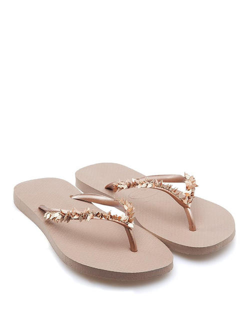 SLIM LEAVES Papuci flip-flop rose / aur - Pantofi femei