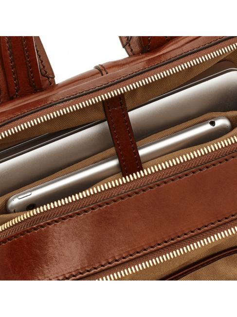 VESPUCCI Rucsac din piele pentru laptop BROWN - Rucsacuri pentru laptop