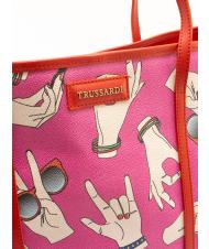 TRUSSARDI Shopping bag maxi con stampa all over  Fucsie - Genți femei - 3