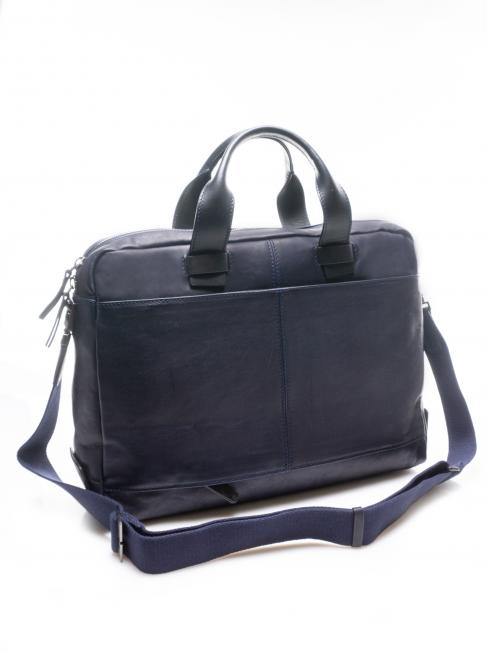 CAMPIONARIO - PYRAMID Servieta din piele, suport pc 15". albastru - Serviete birou