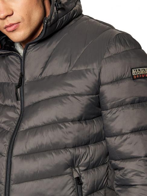 AERONS H 2 Jacheta de puf cu gluga solid gri &icirc;nchis - Jachete pentru bărbați