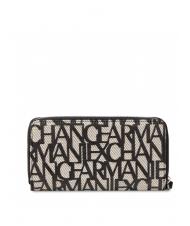 ARMANI EXCHANGE MAXI LOGO Portofel mare cu fermoar cu manșetă alb - Portofele femei - 3