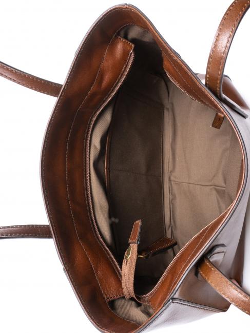 MADDALENA Geanta de cumparaturi din piele BROWN - Genți femei