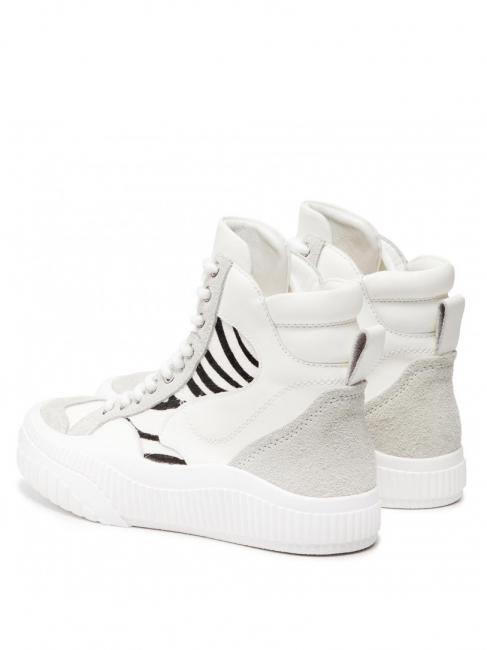 Sneaker alta in pelle con inserti zebrati  zebră albă / blană - Pantofi femei