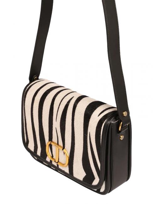 Borsa a tracolla in pelle stampa zebra  zebră cu blană zăpadă / neagră - Genți femei